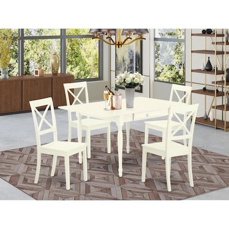 East West Furniture 5 Piece Monza Kitchen Table Set - Linen White MZBO5-LWH-W